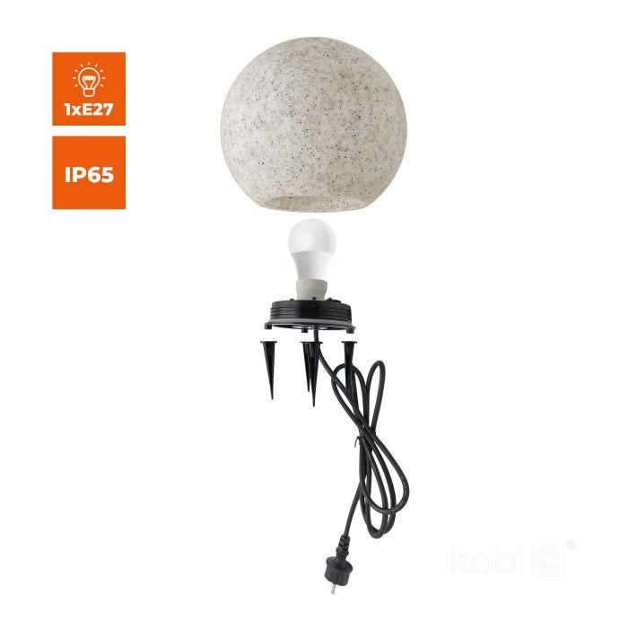 Lampă de grădină tip glob Kobi GARDEN BALL S, gri marmură, E27, 40W ...