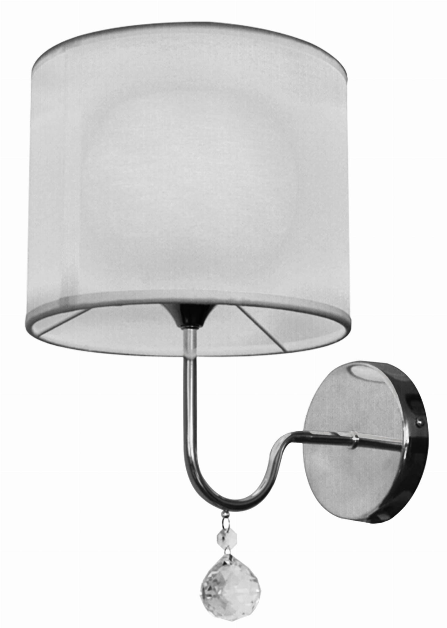Kinkiet ścienny Brava biało-chromowany-przezroczysty 1xE27x60W wym: 30 x 27 x 22 cm tkanina IP20 Candellux