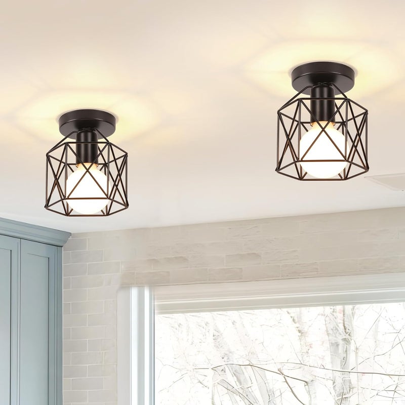 Industrialna metalowa lampa sufitowa kwadratowy kształt klatki klosz z kutego żelaza sztuki cm W czarna idealna do salonu sypialni lub gabinetu