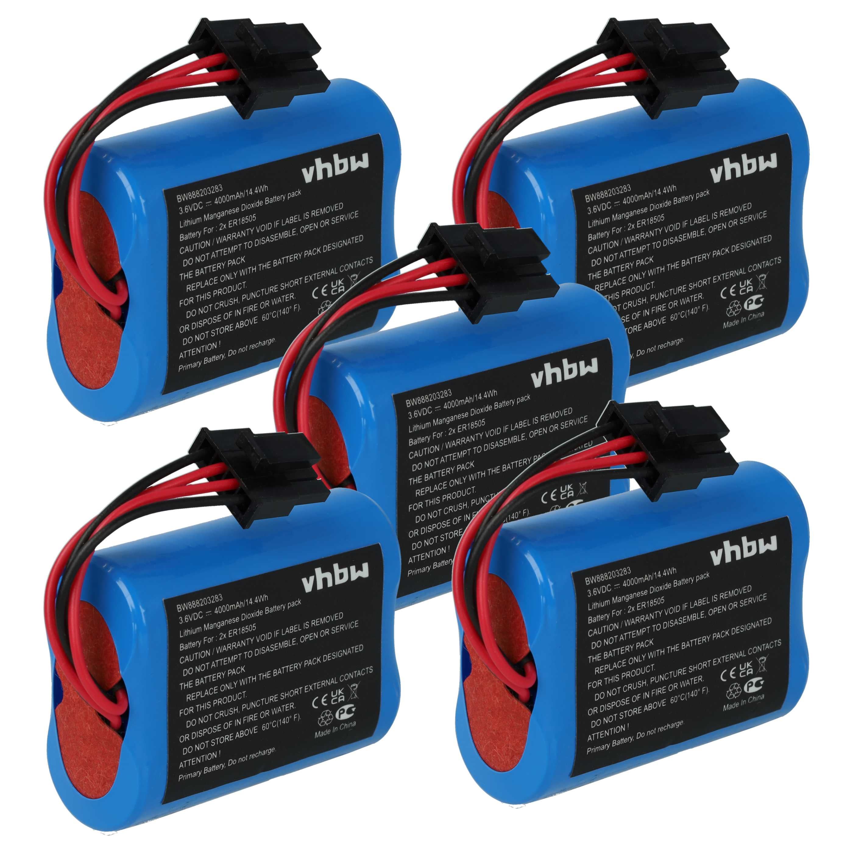 5 Batterie Vhbw 4000mAh 3,6V Per Sensori Visonic – Compatibili Con PG8901BATT, SR-720 PG2, MCS-740 E Altri