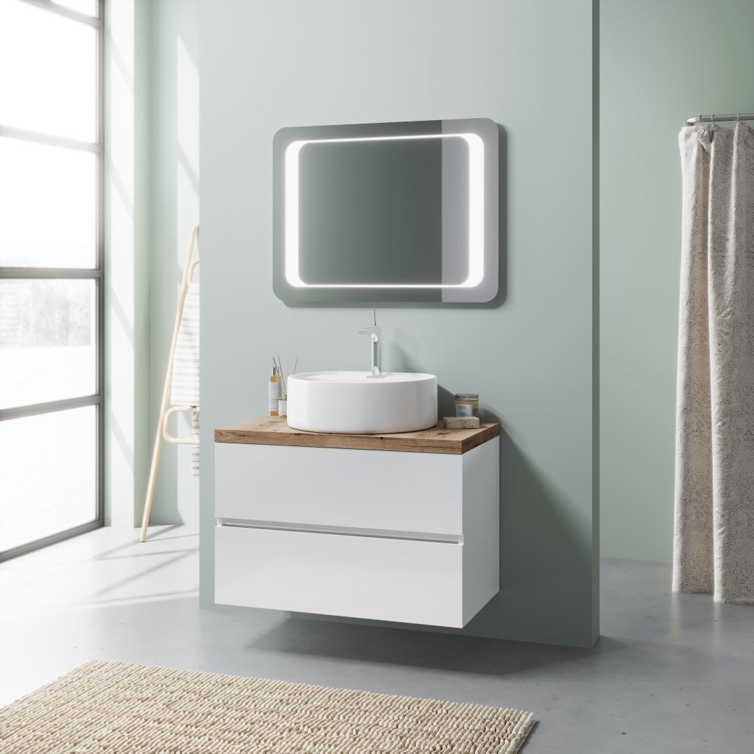 Set Arredo Bagno HOME DELUXE WANGEROOGE Grigio - Con Lavabo 60cm, Specchio E LED - Foto 10