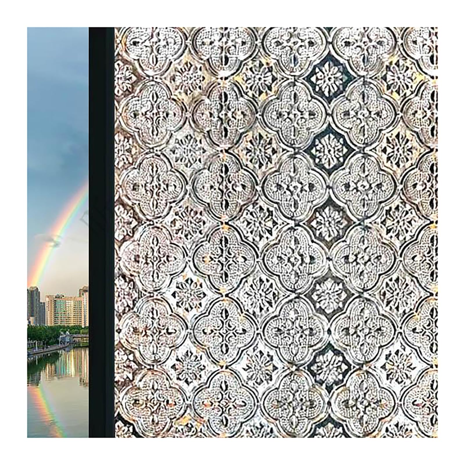 HaoFuJi Sticker Fenêtre Fleur Autocollants Décoratifs Anti Collision