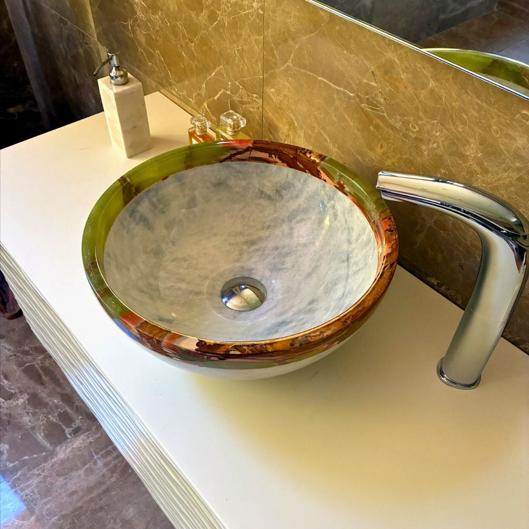 Lavabo de sobreponer en mármol 40x40x15 cm forzini