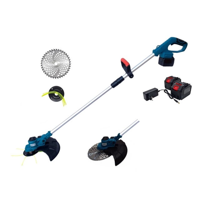 Decespugliatore Tagliabordi Tagliaerba Rasaerba a Batteria 68V Brushless, 2 Batterie, Testina Multifilo + Disco a 40 Denti
