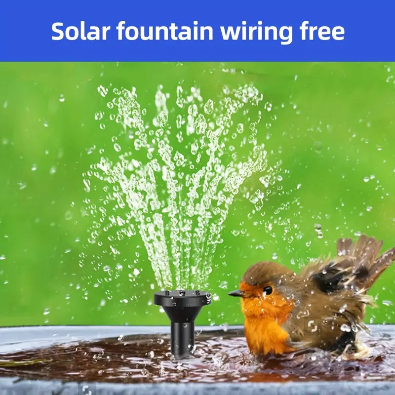 Pompe de fontaine solaire 5V/1.5W avec plusieurs buses, pompe à eau solaire d'extérieur pour bains d'oiseaux, étangs et jardins - 6