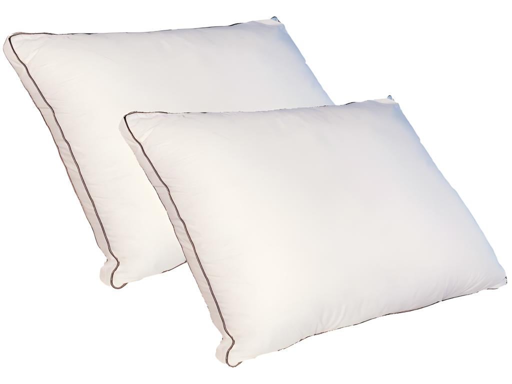 Lot De 2 Oreillers En Coton Percale Fermes - Remplissage 1000g, Toutes Saisons, Marque MORTREUX, Blanc