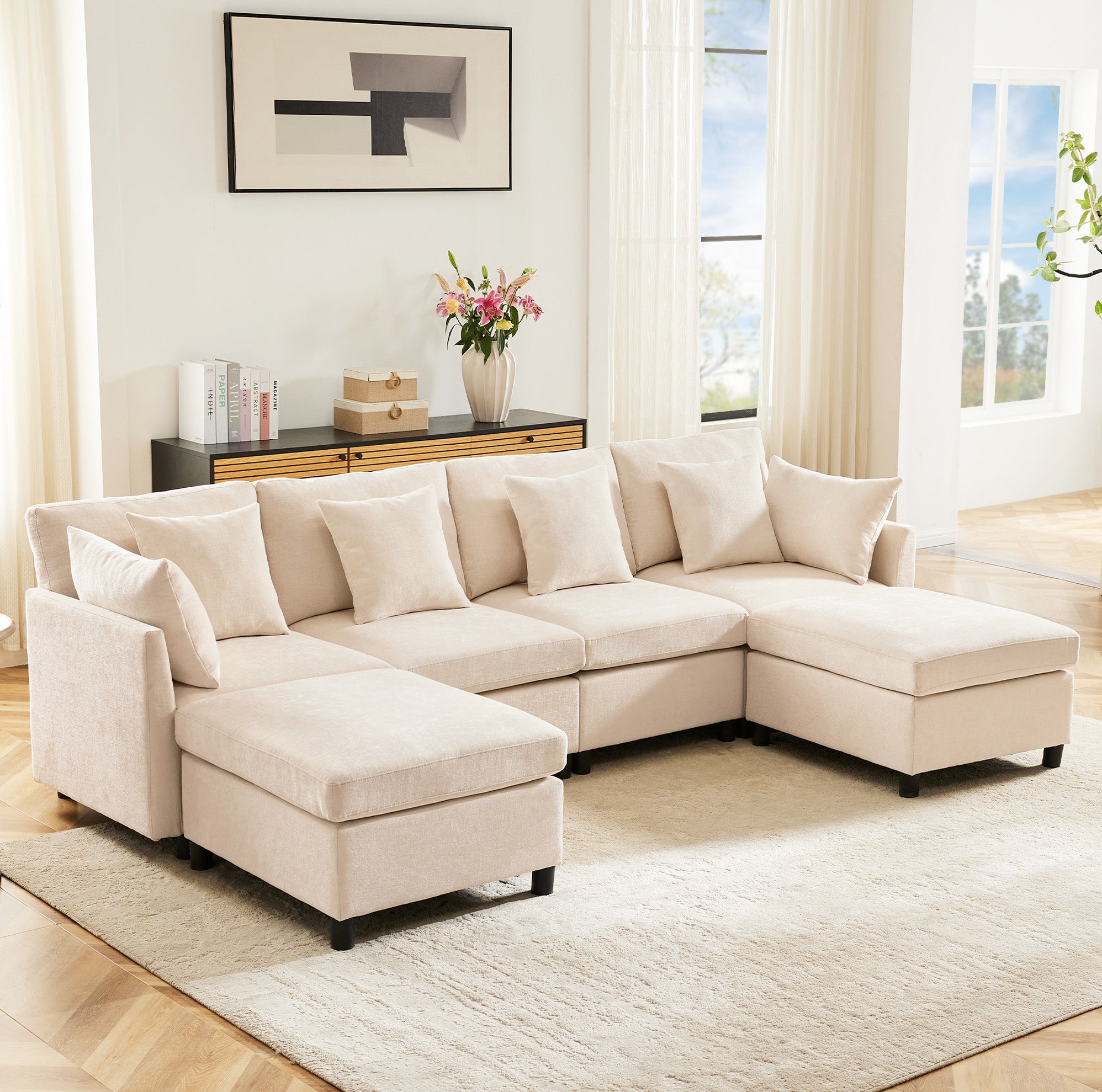 Canapé modulable Yihomfy beige de 278 cm, ASIN B0GTZN83P9