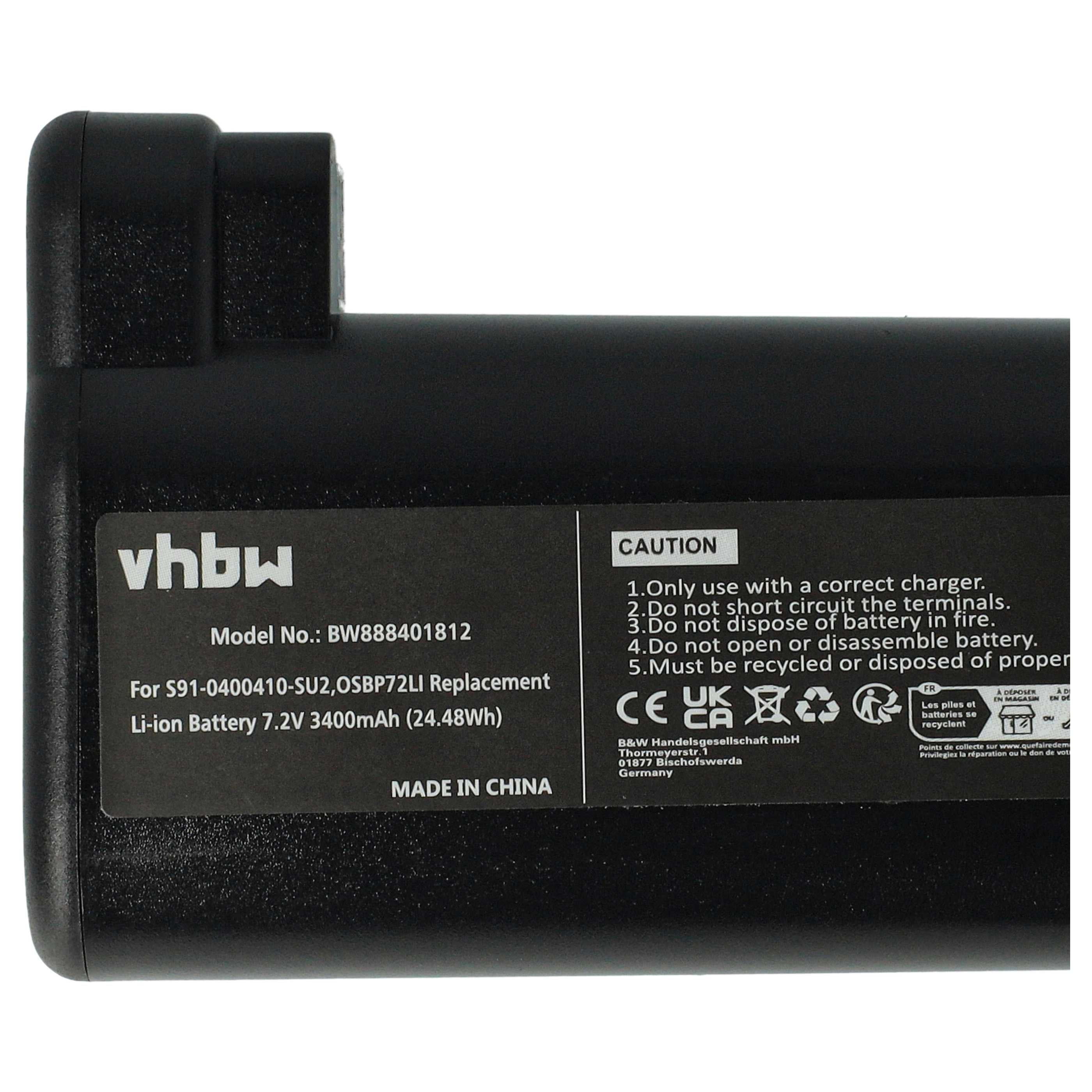 vhbw 1x Batterie compatible avec AEG 900277268, 900258195, 900277283, 900277479, 900277478, 900277483 aspirateur noir (3400mAh, 7,2V, Li-ion) - 4