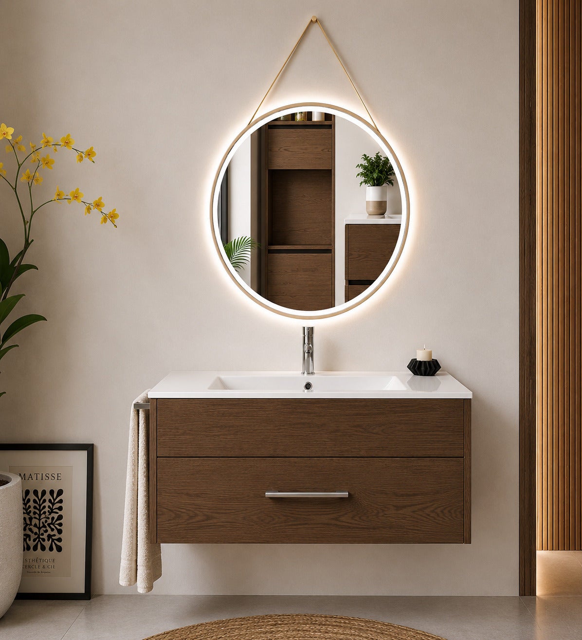 Mobilier de baie cu lavoar ORIGENBATH FLORENCIA fără oglindă 100x40 cm frasin tea