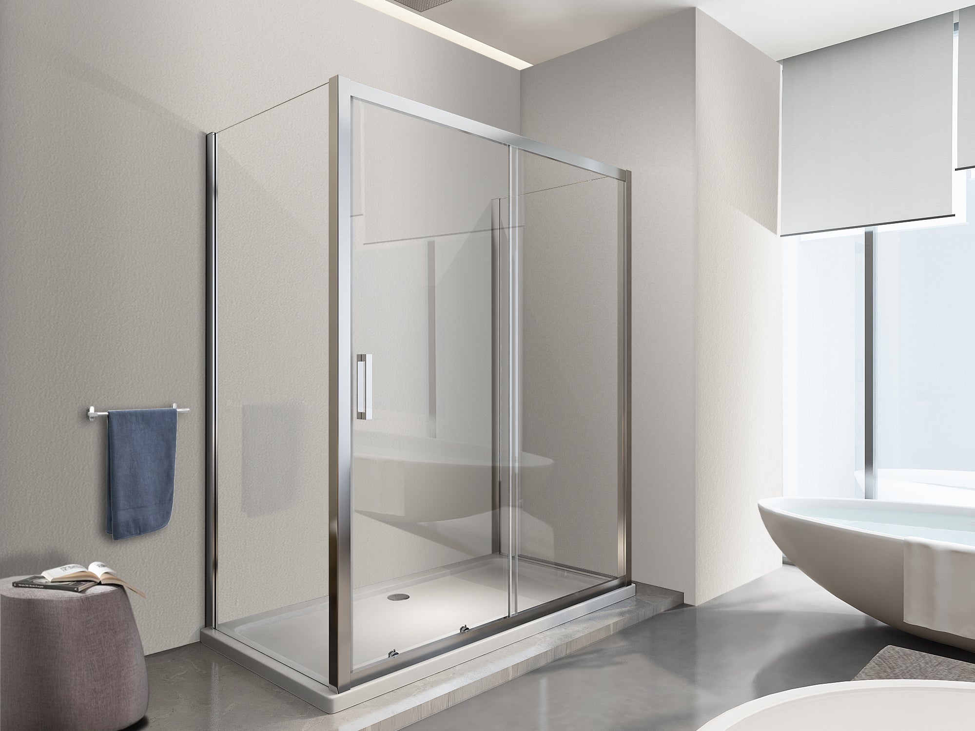 NALA Douche de 6 mm avec deux parois fixes et une porte coulissante