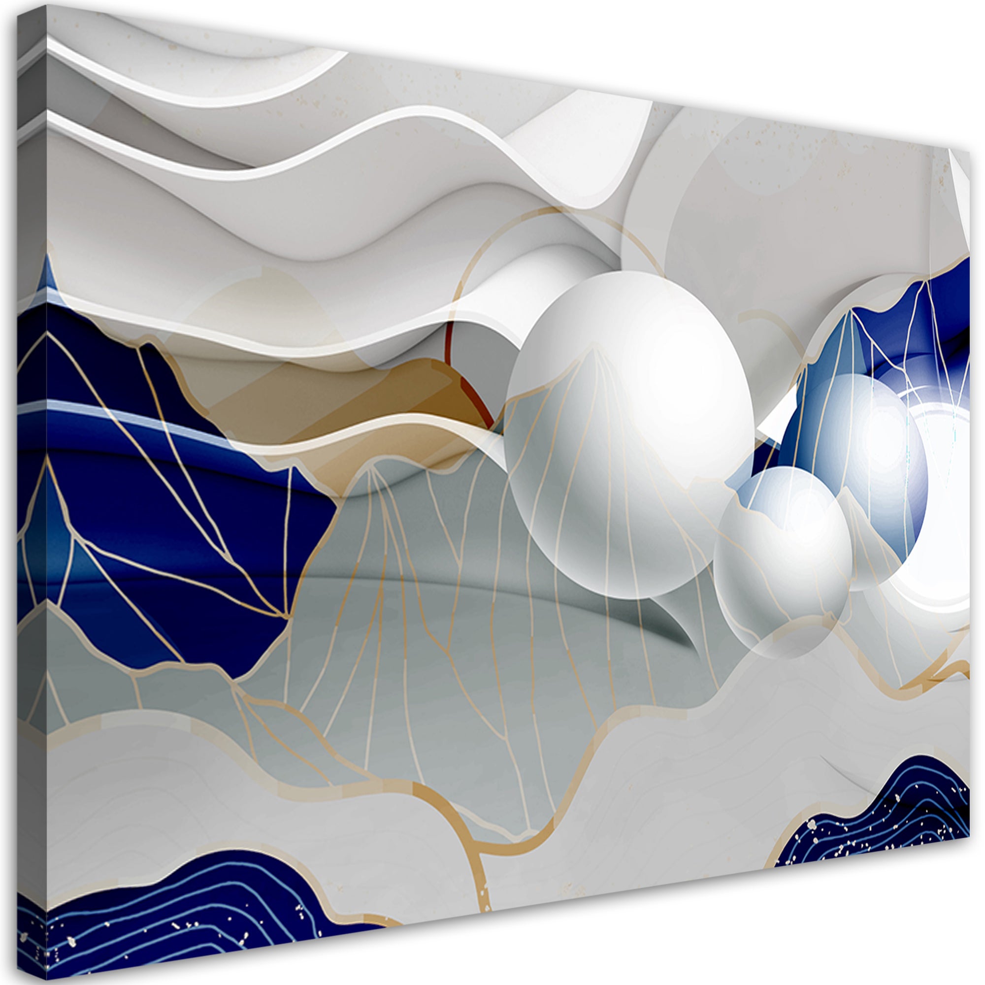 Obraz na płótnie, Niebieska abstrakcja z kulami 3D 100x70