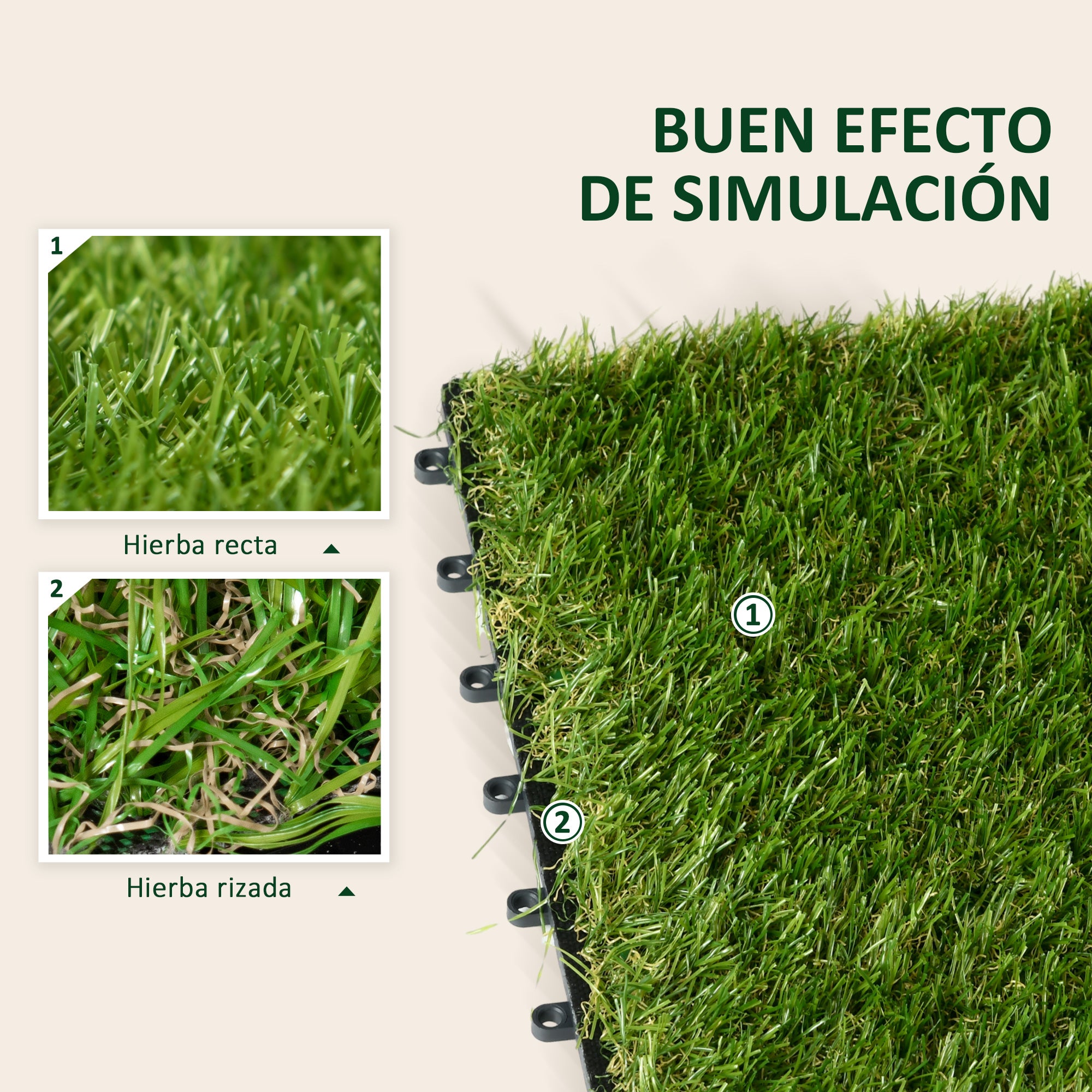 Gazon Synthétique 10 Pièces Hauteur Pelouse 25 Mm Tapis Foncé Anti-uv Vert 30x30cm - 8