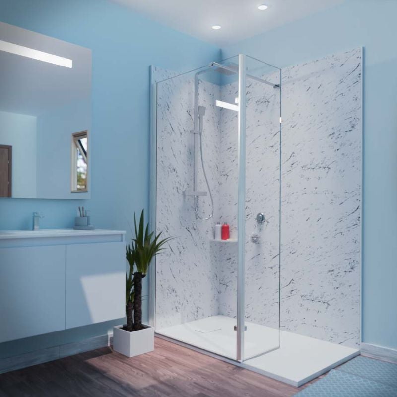 Paroi de douche italienne 90+40 x 200cm CALYPSO verre 8 mm avec volet pivotant - 3