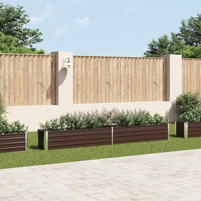 Canteiro elevado jardim aço galvanizado 320x40x45 cm castanho vidaXL - 3