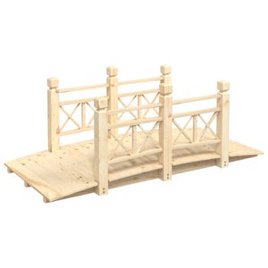 Décoration Extérieur Romantique Pont De Jardin En épicéa Massif - 150x67x56cm - Garde-corps Inclus Pont Jardin Bois épicéa Massif 150cm Garde- Corps 180kg