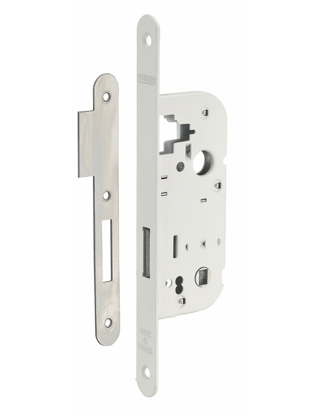 THIRARD - Serrure encastrable à condamnation pour porte intérieure, pêne dormant seul, fouillot 6x9mm, bouts carrés, blanc - THIRARD