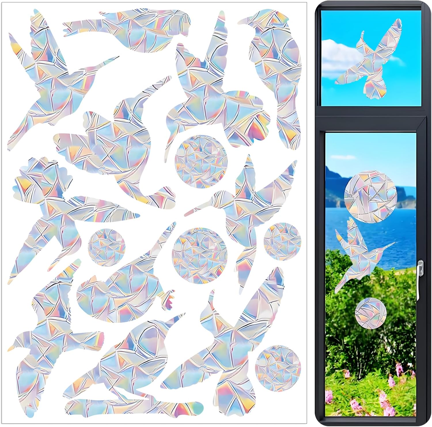 Lot De 21 Autocollants Attrape-Soleil Arc-en-Ciel Pour Fenêtre | Anti-Collision Oiseaux | Statique Et Réutilisable | Facile à Poser - 9
