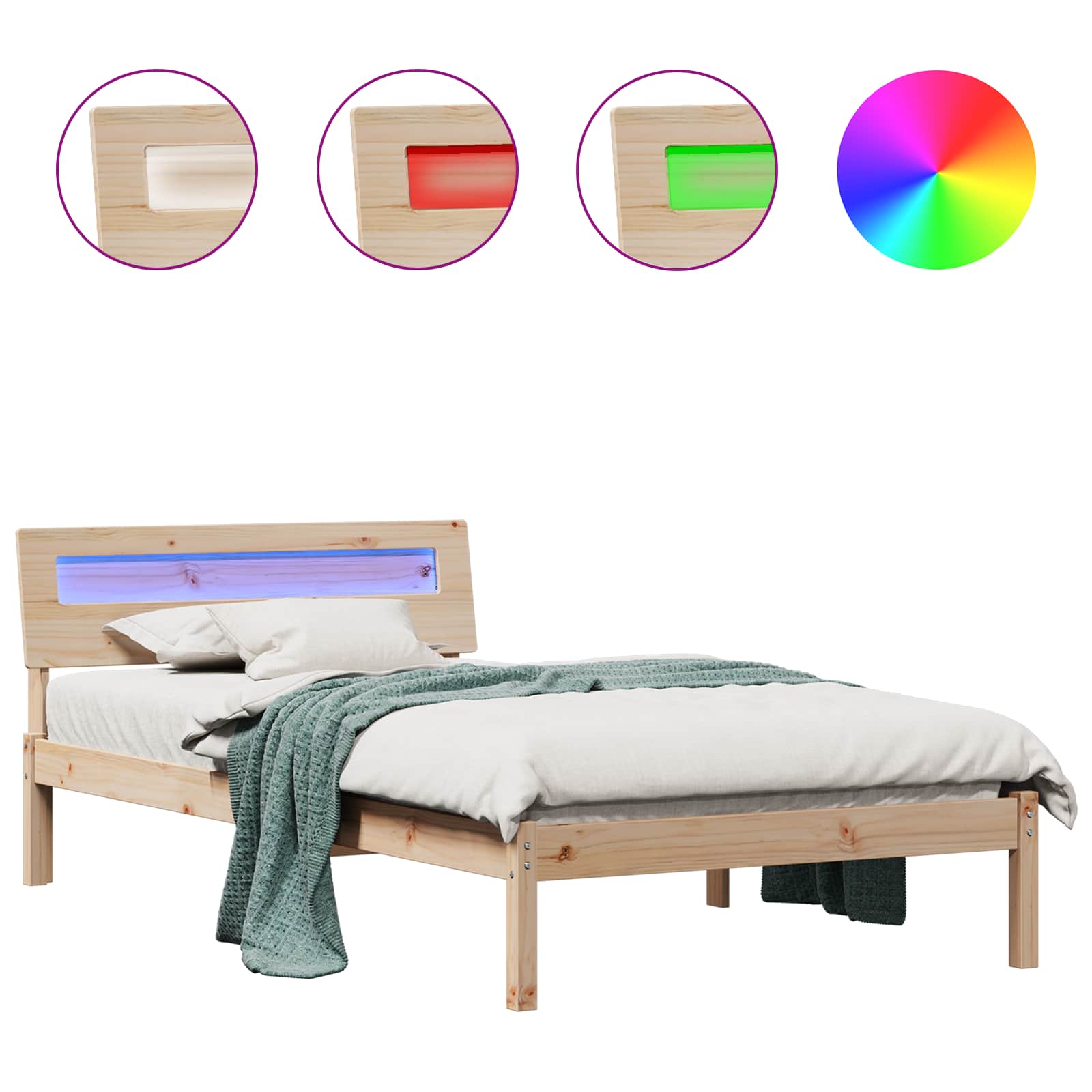 Struttura del letto Marrone 90 x 190 cm Pino massello vidaXL - 2