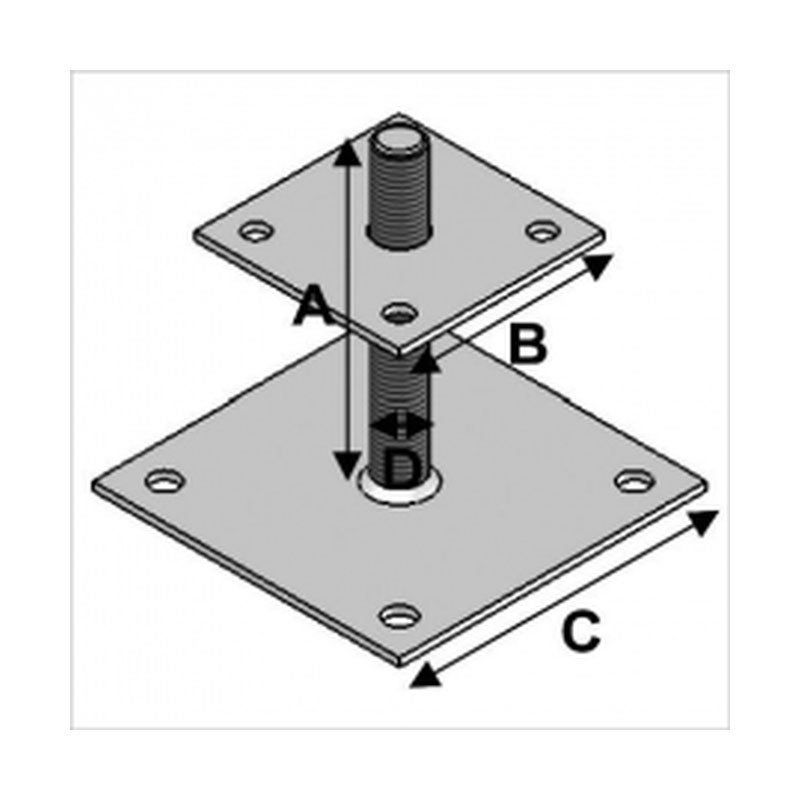 Ancre à poteaux réglable à platine et tige filetée eu17071