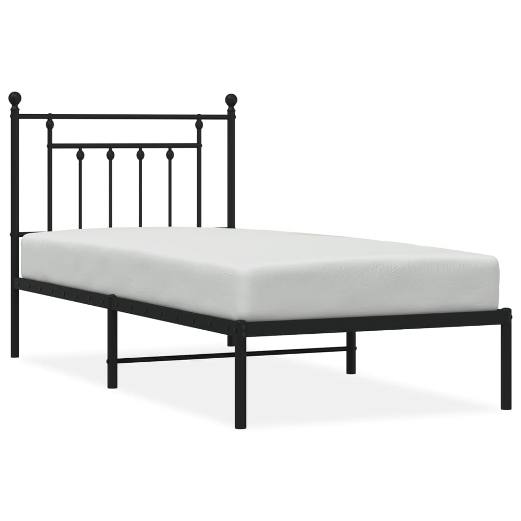 Łóżko Metalowe Czarne Rama Łóżka Ze Stelażem Do Pokoju Sypialni 80x200 cm
