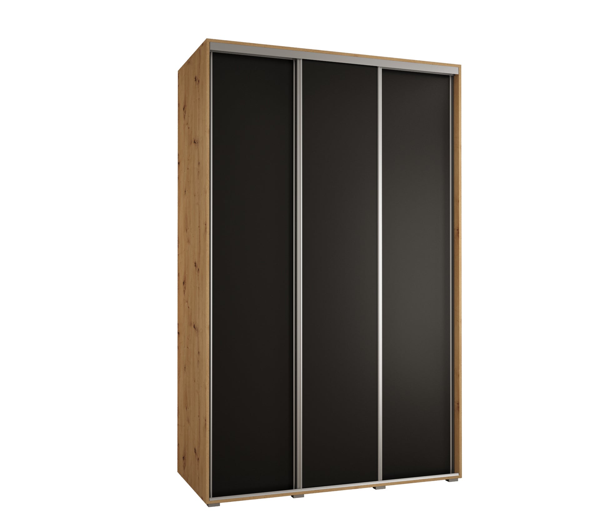 Szafa przesuwna wysoka Davos 1 150 x 60 x 235,2 cm artisan + czarmy + u. srebrny - Abiks Meble