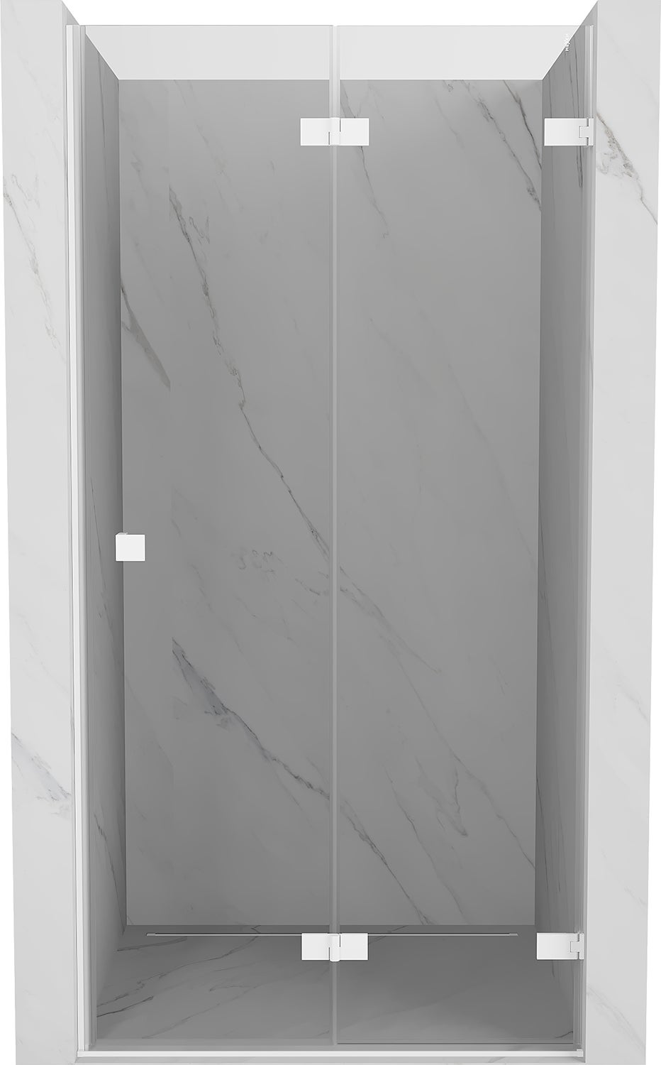Mexen Lunar-F drzwi prysznicowe składane prawe 85 cm, transparent, białe - 836-085-000-20-00-P