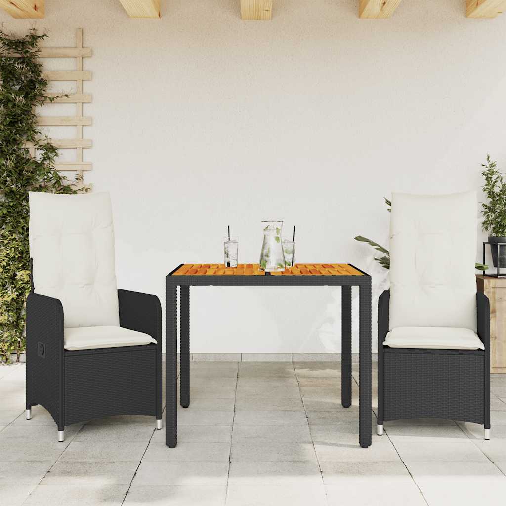 3-cz. zestaw ogrodowych mebli bistro z poduszkami, czarny vidaXL