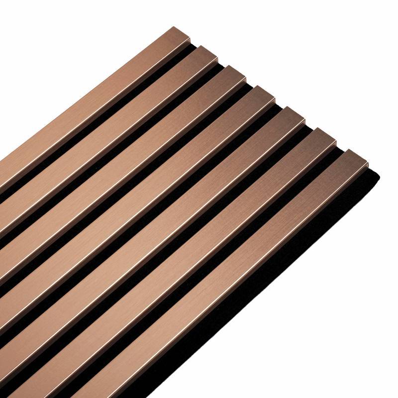 Mur TV - Lot de 5 Panneaux tasseaux bois 250 x 30 x 1,9 cm - rose gold/feutrine noir - 3,75m² - 2