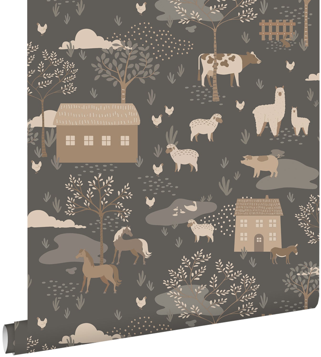 Tapeta zwierzęta hodowlane ciemnoniebieskim - 50 x 900 cm - ESTAHOME