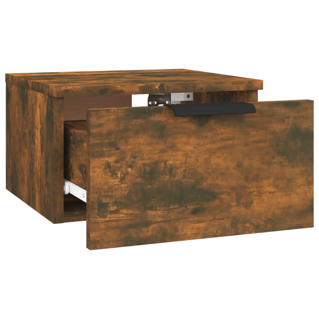 Pack de 2 Mesitas de noche de pared，Mesitas de noche flotantes，Mesilla de noche color roble ahumado 34x30x20 cm CFW17676 - 6