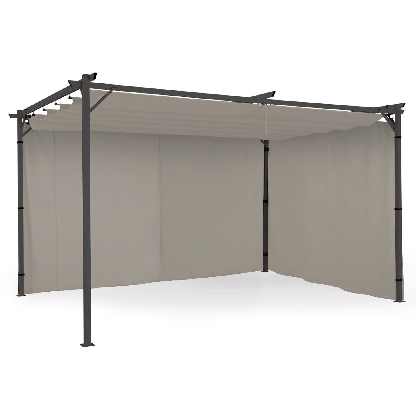 Lot de 2 rideaux pour pergola taupe 3 et 4 M panneaux muraux avec fermeture éclair - 4