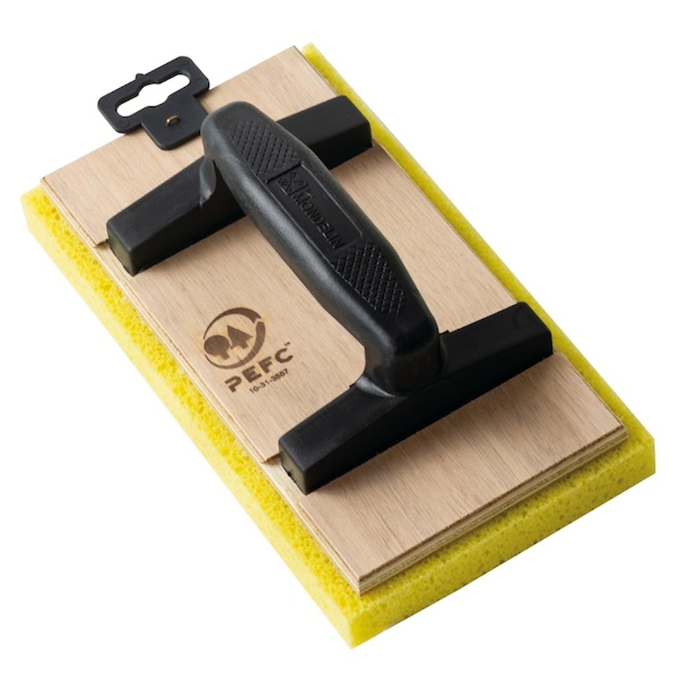 MONDELIN - Taloche bois, semelle mousse, rectangulaire, poignée ovale - 14 x 25 cm - 4