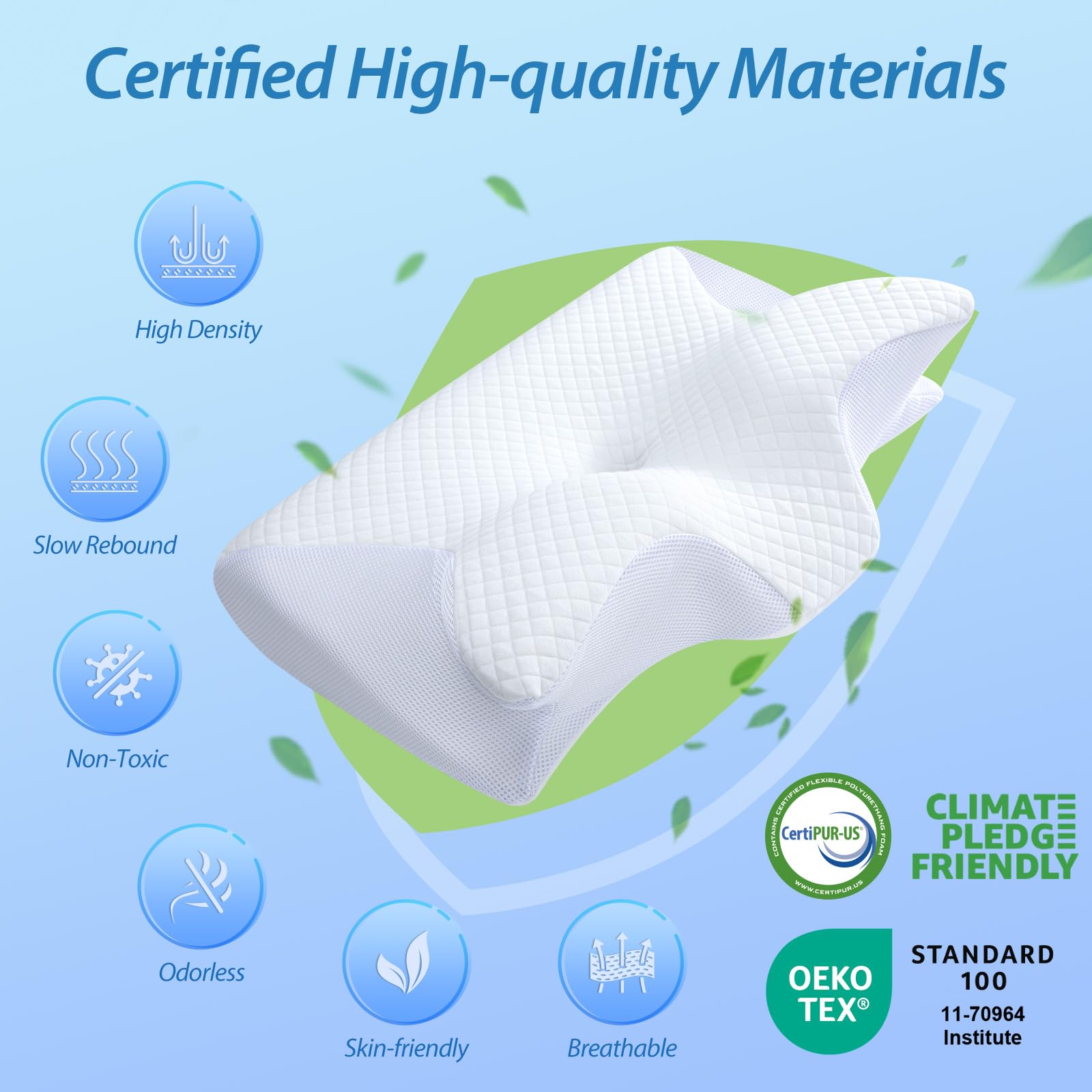 Almohada apnea del sueño, espuma viscoelástica ortopédica, contorno ergonómico, soporte lateral, dorsal, ventral, reduce ronquidos - Blanco - 4