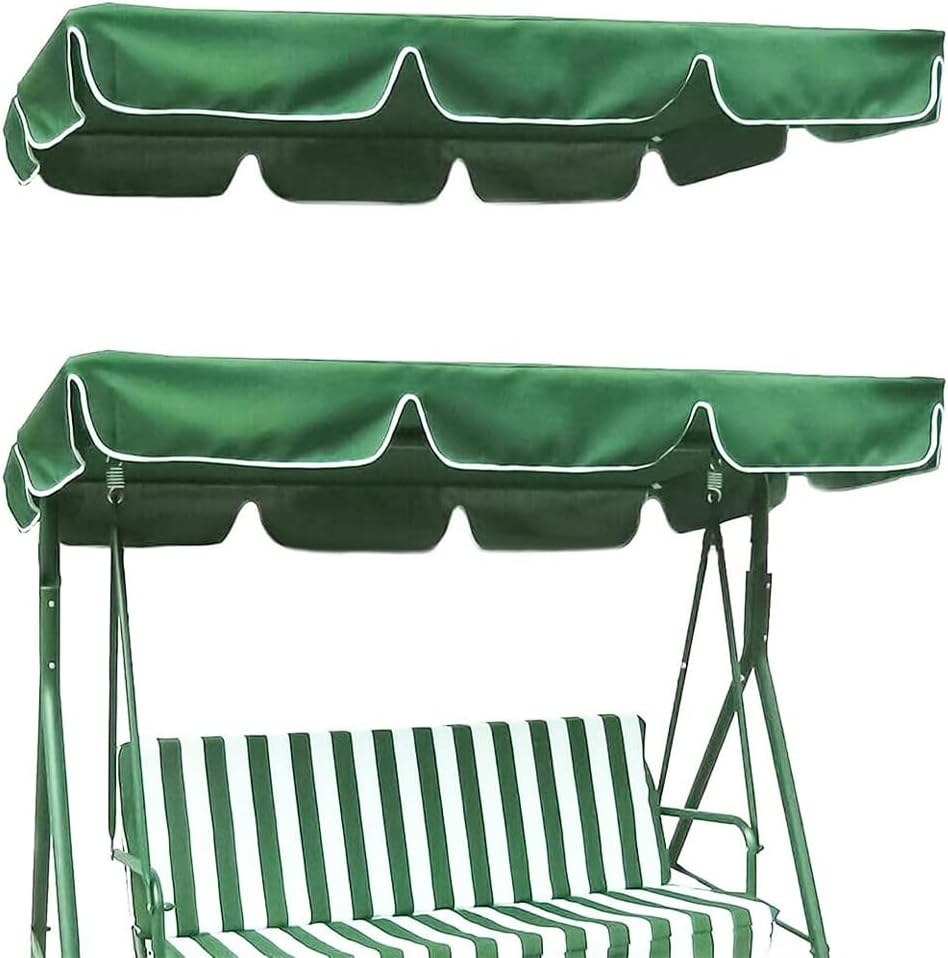Pokrycie zamienne na huśtawkę ogrodową 210D – Ochrona UV zamienna do huśtawki (zielony, 249 × 185 × 18 cm) – Trzy miejsca