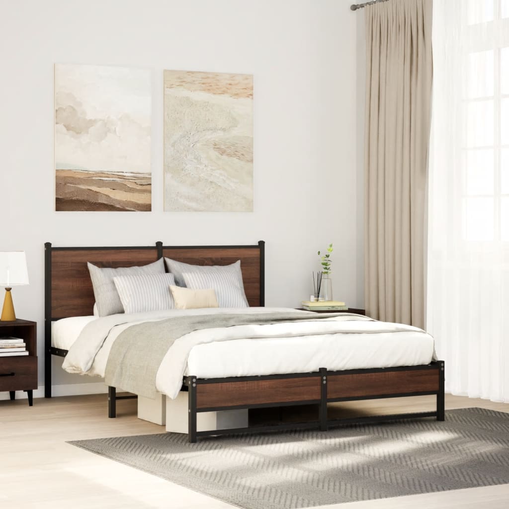 Łóżko Metalowe Czarne Rama łóżka Ze Stelażem Łóżko Do Sypialni Pokoju 150x200 cm
