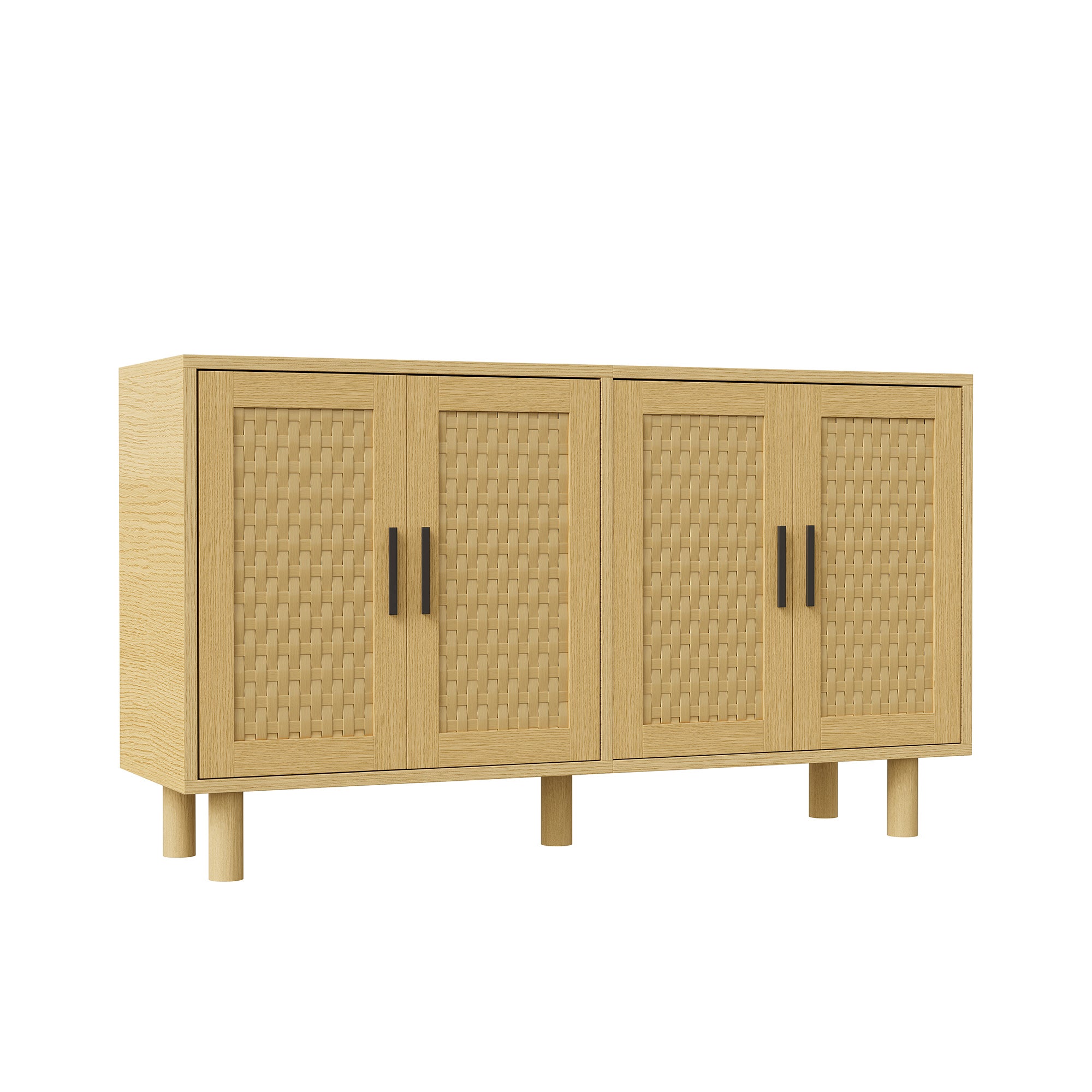 Buffet, meuble de rangement en bois chêne, avec 4 portes , meuble de rangement pour le salon, portes à motif tressé - 11