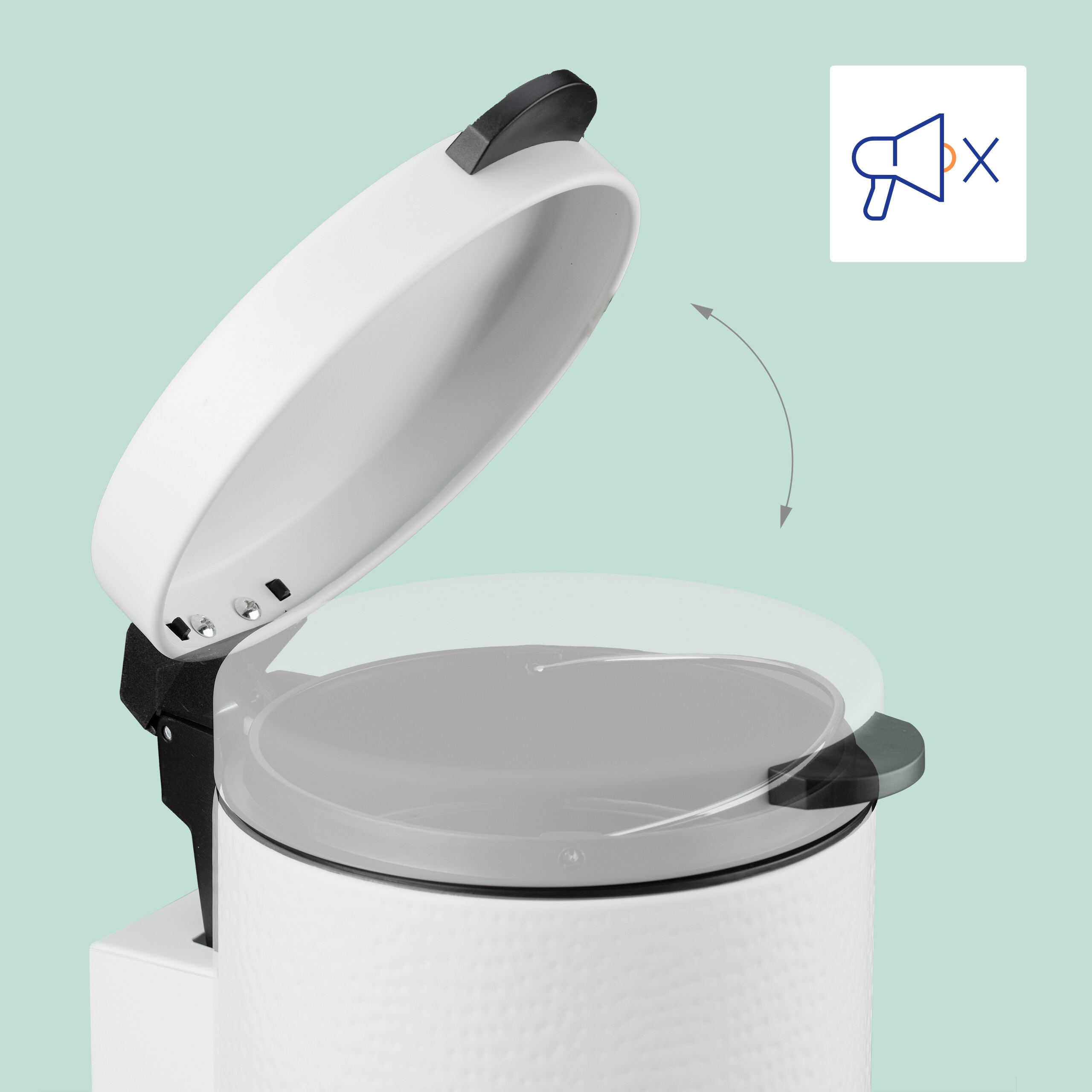 Relaxdays Cestino Da Parete Per Bagno E Cucina - 3 Litri, Con Coperchio Soft-Close E Secchio Interno Rimovibile, Bianco Opaco, Ferro