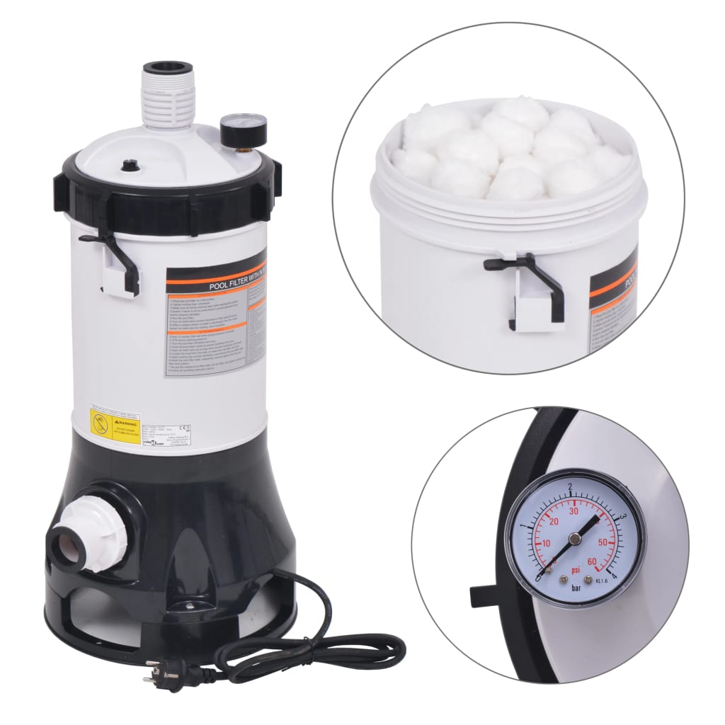 Vidaxl Bomba De Filtro De Piscina 185 W 4,4 M³/H Blanco/Negro , Leroy Merlin