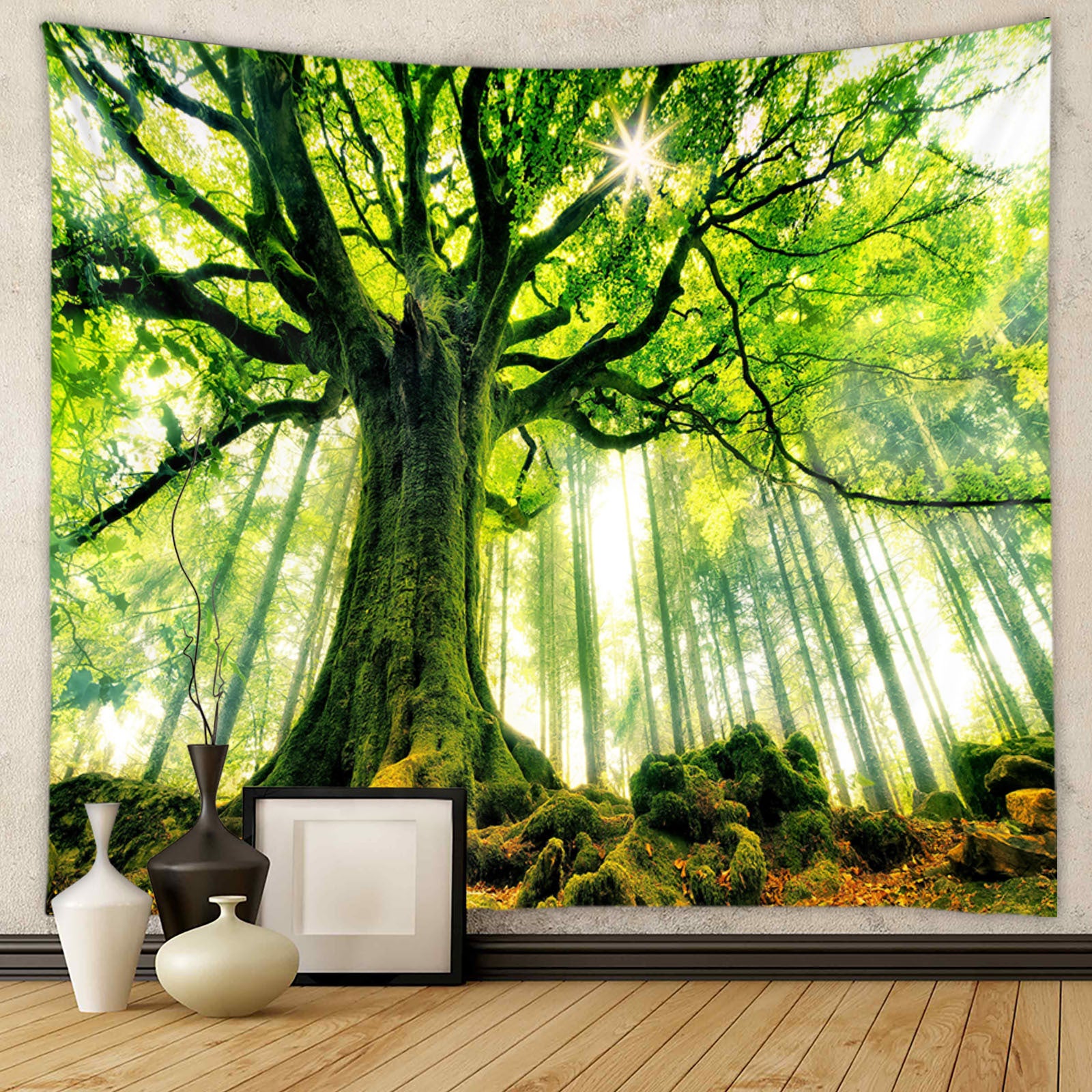 Tenture Murale Paysage Tropical Palmier – 230x180 Cm, Polyester HD, Décoration Boho Chambre Salon Plage