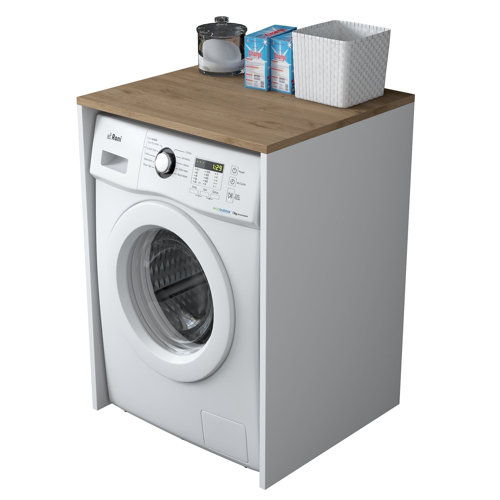 Mueble de lavadora KD103-2341 blanco nogal Krosi Decor - 4