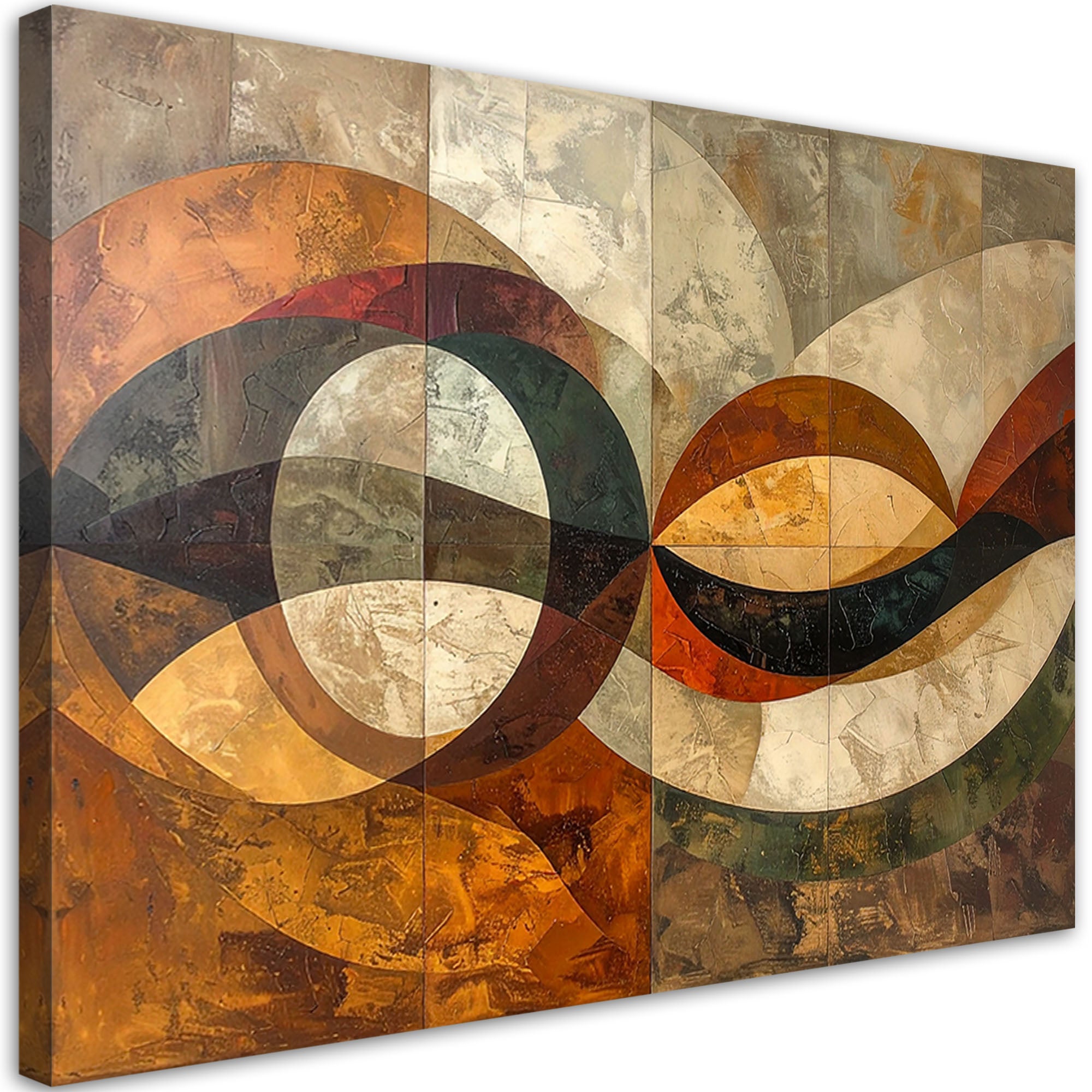 Obraz do salonu sypialni biura loftu, Abstrakcja geometryczna w beżowo brązowych kolorach 100x70