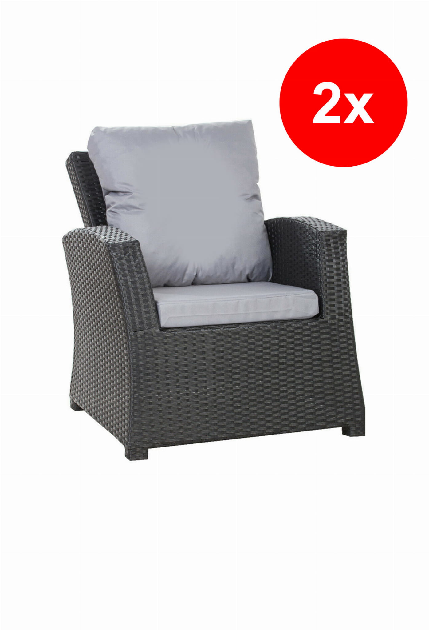 Cuscini per poltrone in polyrattan 56x52x7+56x50 2 pezzi| Cuscino da giardino Grigio|Cuscini per sedie da esterno con schienale| set lounge - 4