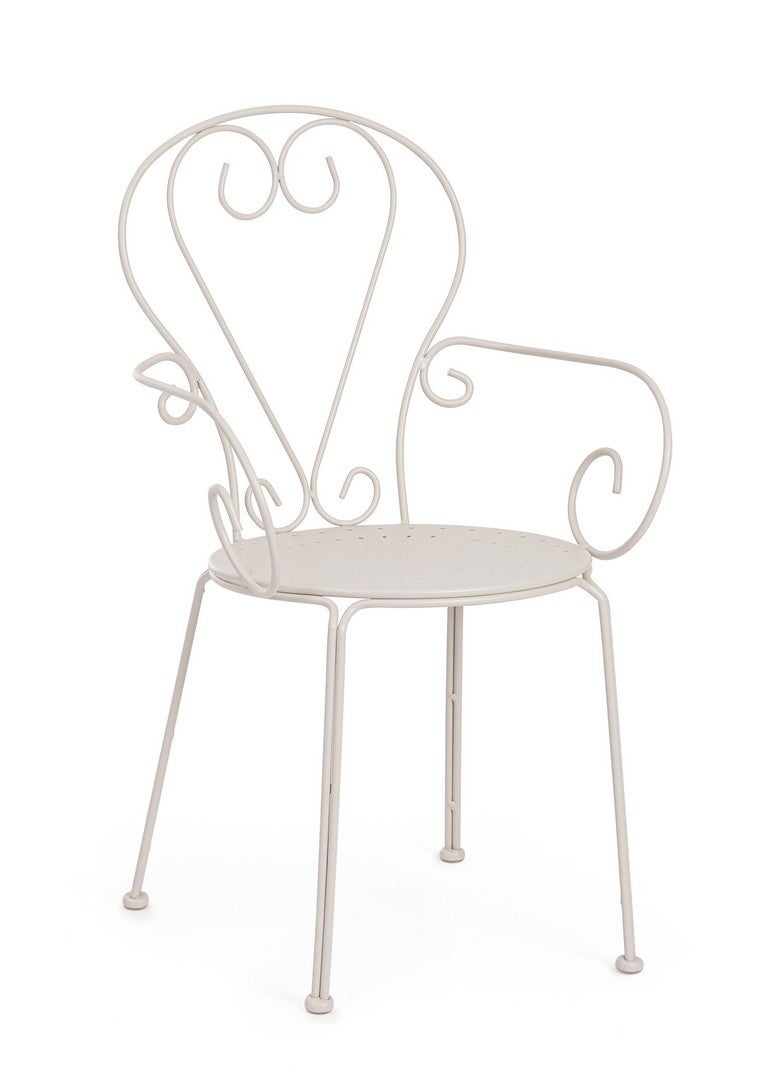 Zestaw 6 krzeseł ogrodowych ze stali lakierowanej elektroforetycznie, z podłokietnikami i matowym szarym wykończeniem