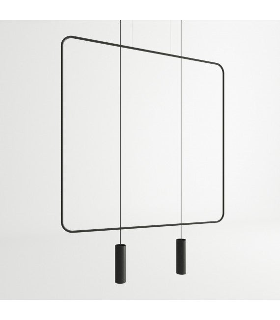Sospensione Per Binario 153h Cm In Alluminio Cromo Con Cavo In Tessuto Nero Radius 1