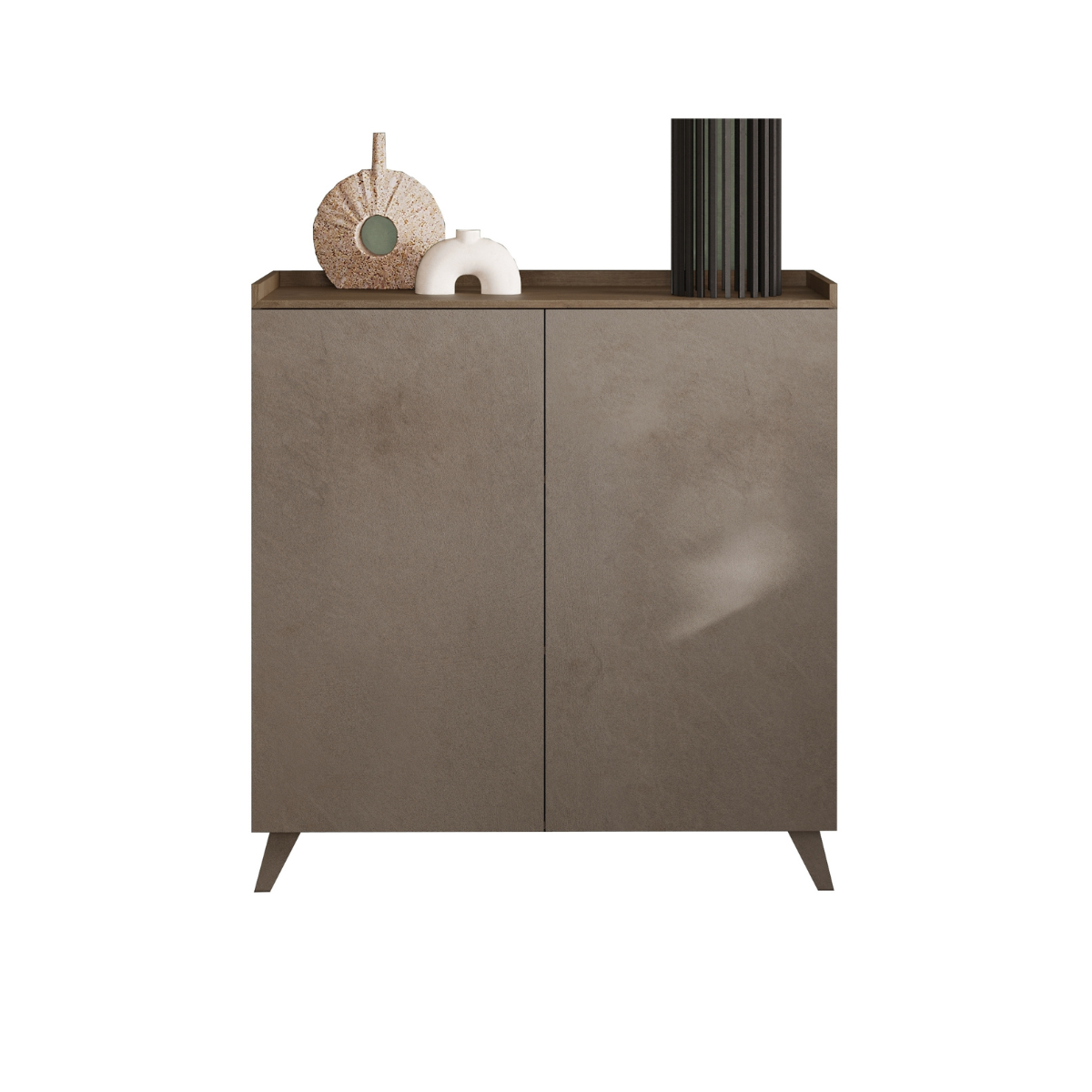 Credenza con 2 ante e 3 cassetti in MDF e Acciaio Beige e Dorato