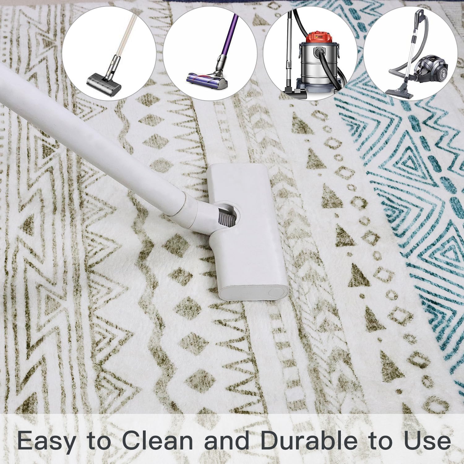 Tapis de salon 100 x 200 cm lavable, tapis antidérapant, tapis doux pour salon, chambre, salle à manger et cuisine - 6