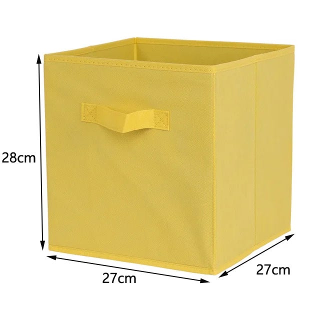 Cubes de rangement en tissu non tissé avec poignées, organisateurs de placard pour étagères, pliables, pour vêtements, 27 x 27 x 28 cm, jaune - 2