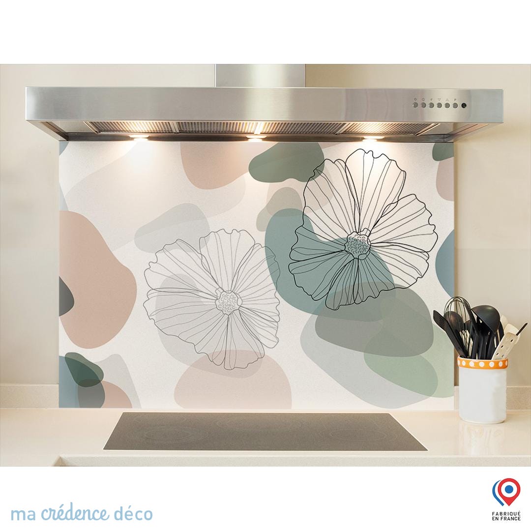 Crédence de cuisine en verre trempé Wildflowers : art botanique - France Crédence de cuisine en verre trempé Wildflowers : art botanique - France
