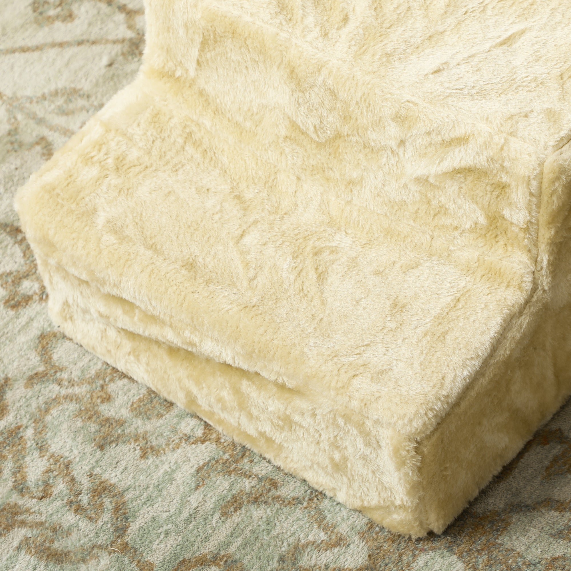 Escalera para Mascotas PawHut Aglomerado de Madera, Felpa Beige 46x35x35 cm D06-091V01BG - 5