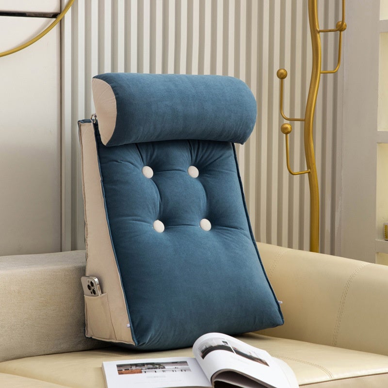 Coussin de dossier avec appui-tête, jeté de lit, soutien lombaire, amovible et lavable, pour chambres (bleu iris, 45 x 55 x 25 cm (1 pièce)) - 6